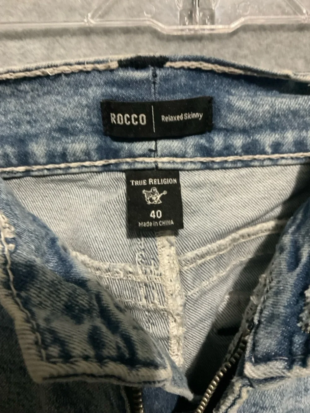 True Religion Rocco Relaxed Skinny Jeans in Light Blue Sz 40